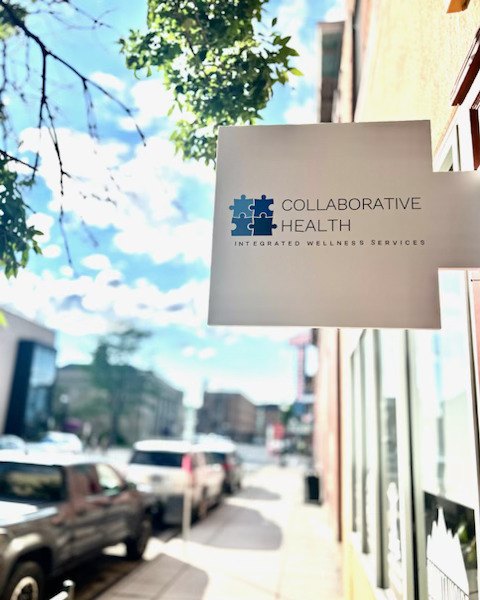 The Collaborative Health office sign on 2nd Street in downtown Livingston, Montana